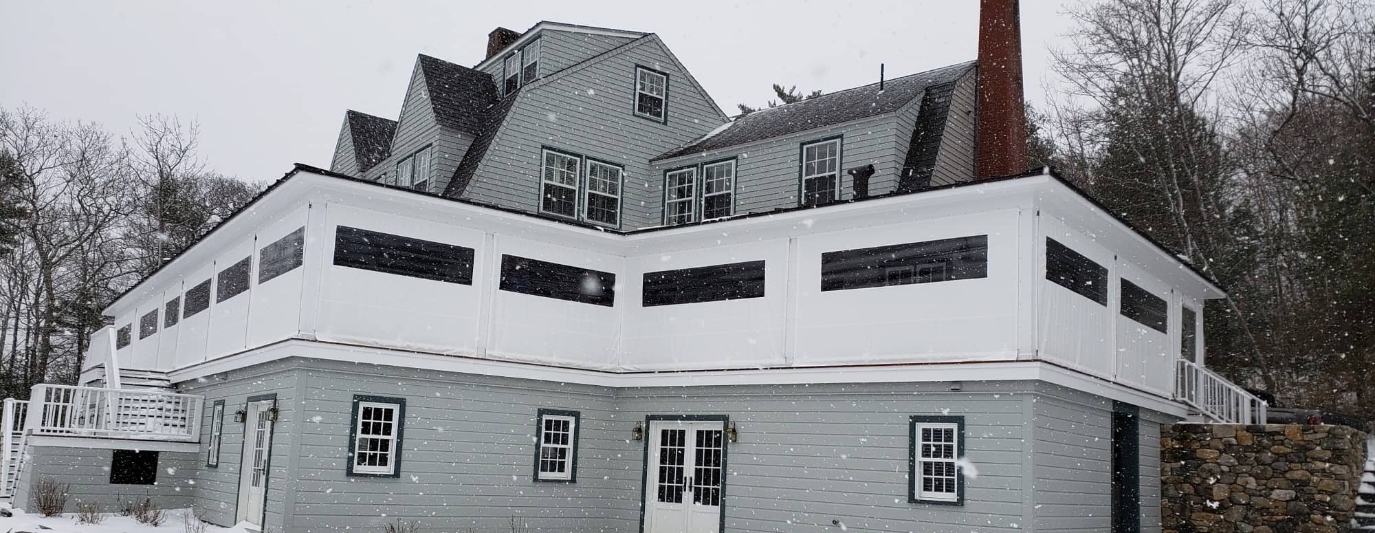 Winter panels protect house in Camden Maine